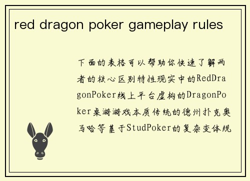 red dragon poker gameplay rules